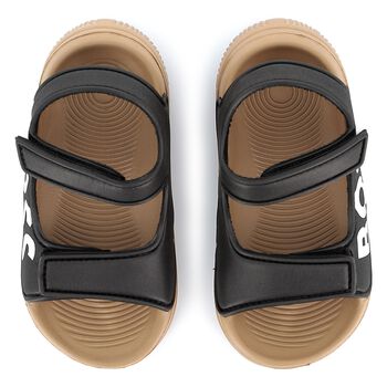 Boys Black & Beige Logo Sandals