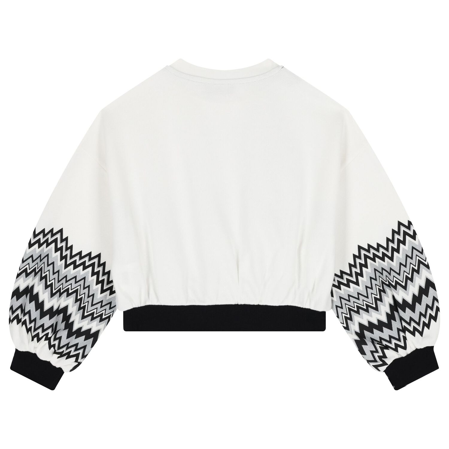 Girls White & Black Zigzag Sweatshirt, 1, hi-res