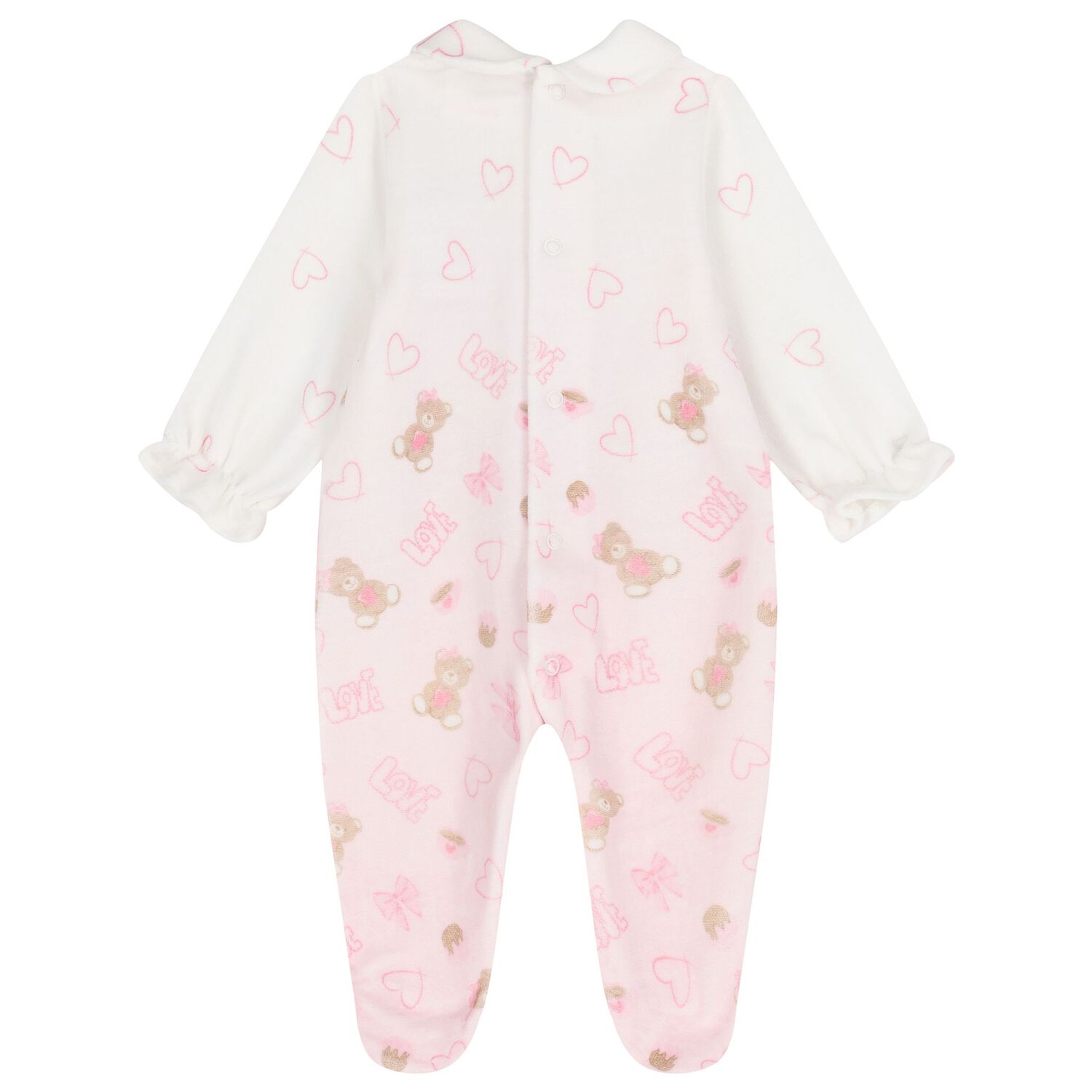 Baby Girls Ivory & Pink Babygrow, 1, hi-res