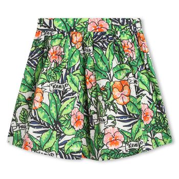 Girls Green Floral Skirt