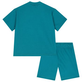 Boys Green Logo Shorts Set