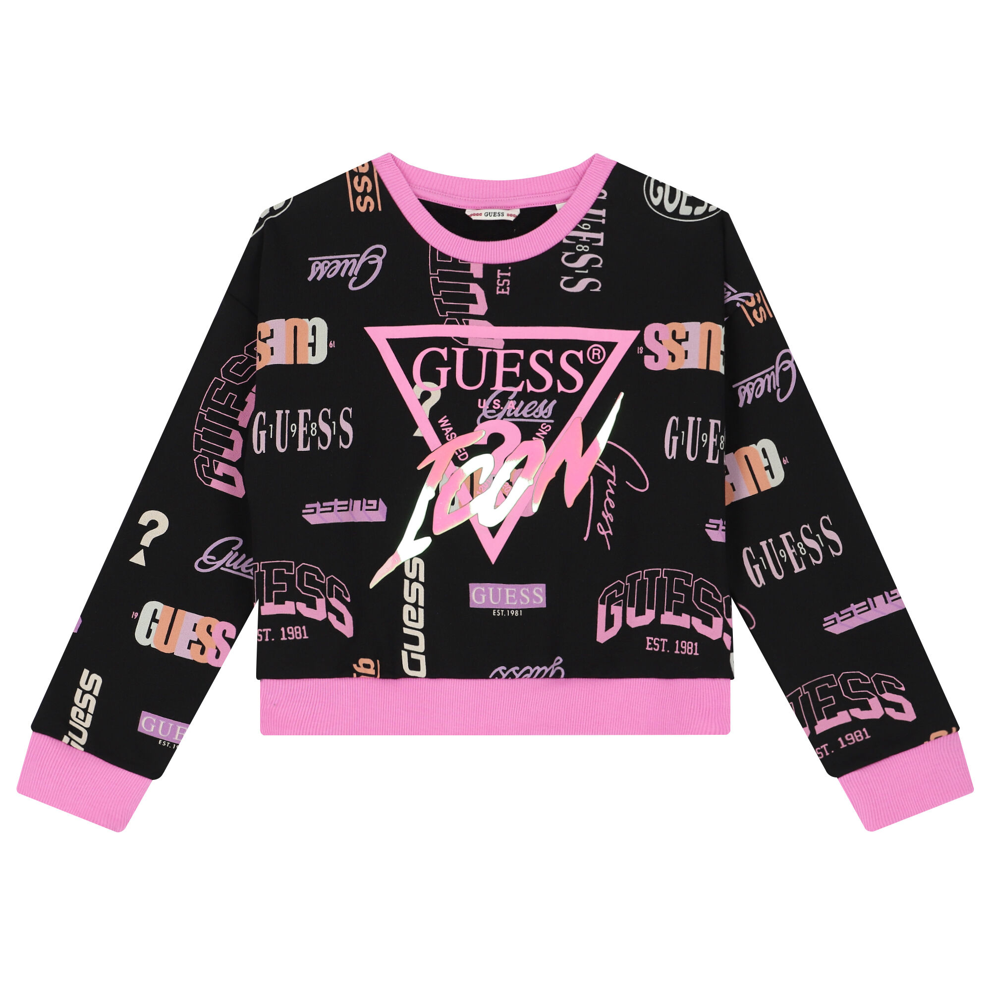 Pink guess sweatshirt sale