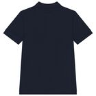 Boys Navy Blue Logo Polo Shirt, 1, hi-res