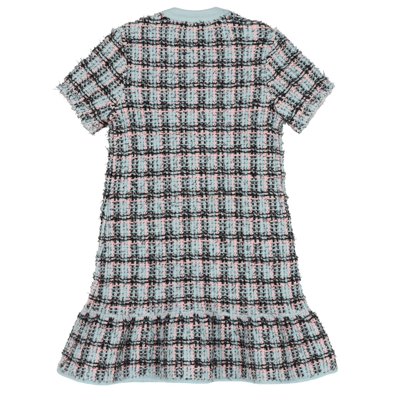 Girls Blue & Black Knitted Tweed Dress, 1, hi-res