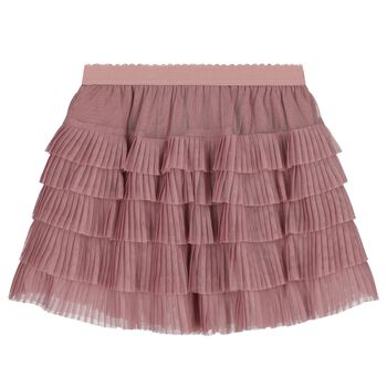Girls Pink Tulle Pleated Skirt