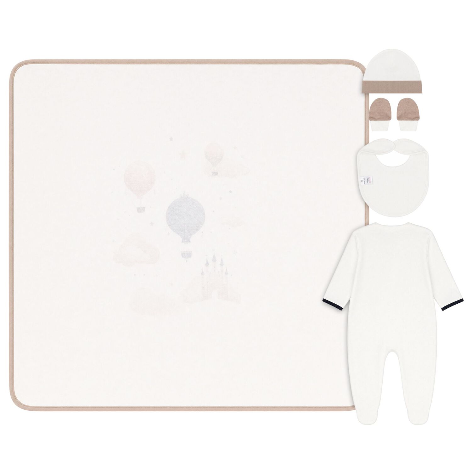 Ivory & Beige Balloon Babygrow Gift Set, 1, hi-res
