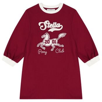 Girls Burgundy Horse Logo Dress
