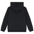 Black Logo Hooded Zip Up Top, 1, hi-res
