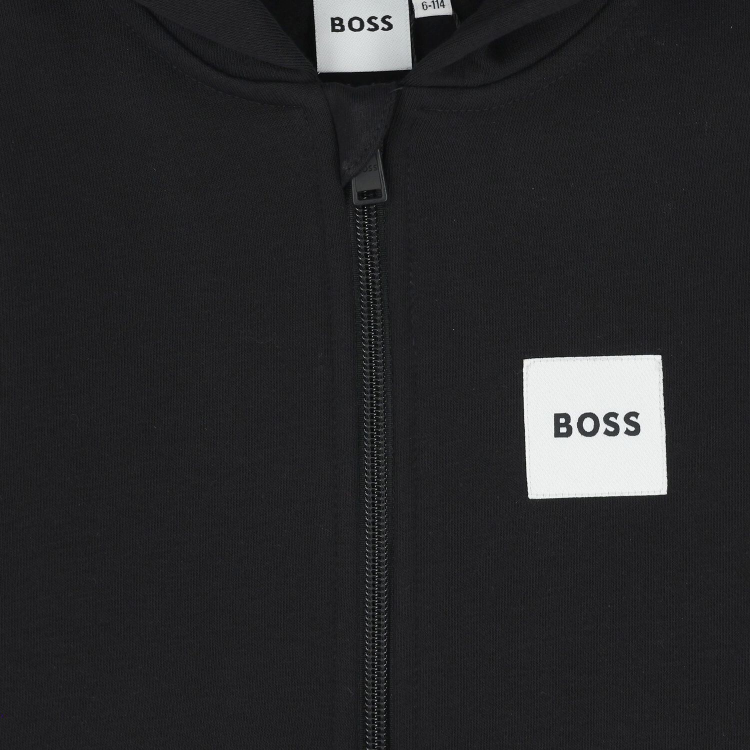 Boys Black Logo Hooded Zip Up Top, 3, hi-res