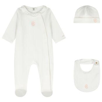 Baby Girls Ivory Logo Babygrow Gift Set