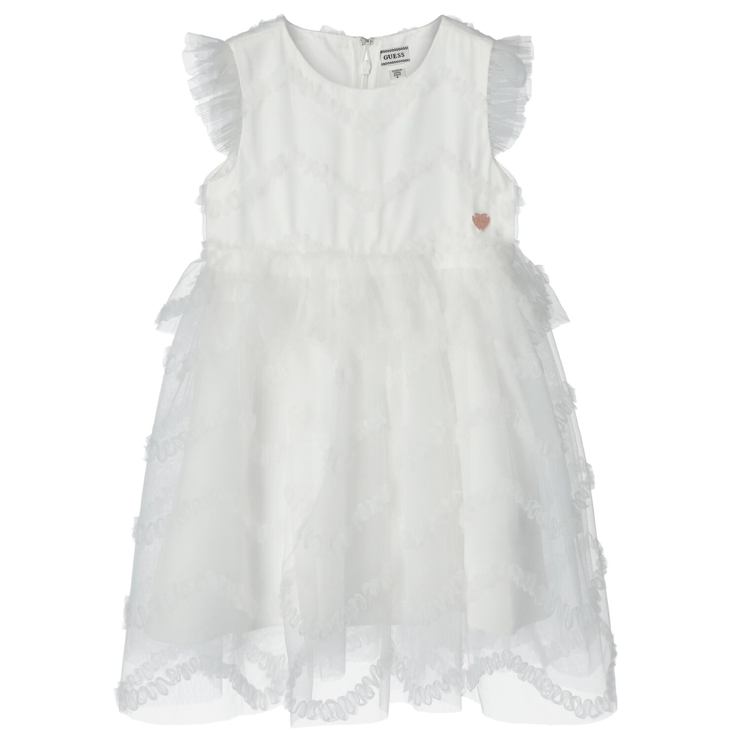 Girls White Tulle Dress, 1, hi-res