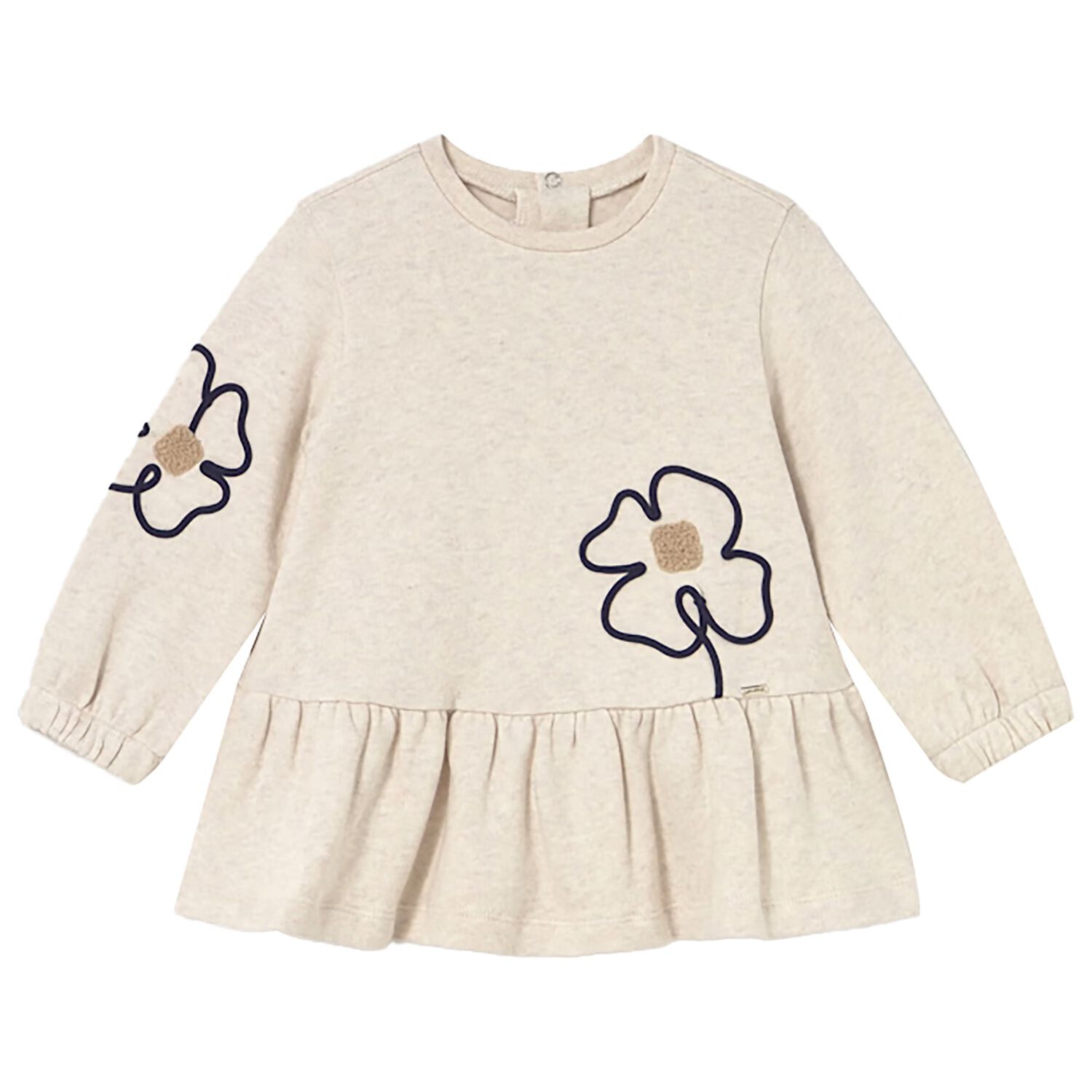 Younger Girls Beige Flower Dress, 2, hi-res image number null
