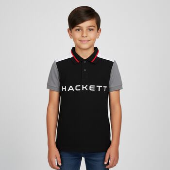 Boys Black & White Logo Polo Shirt, 3 Boys Black & White Logo Polo Shirt