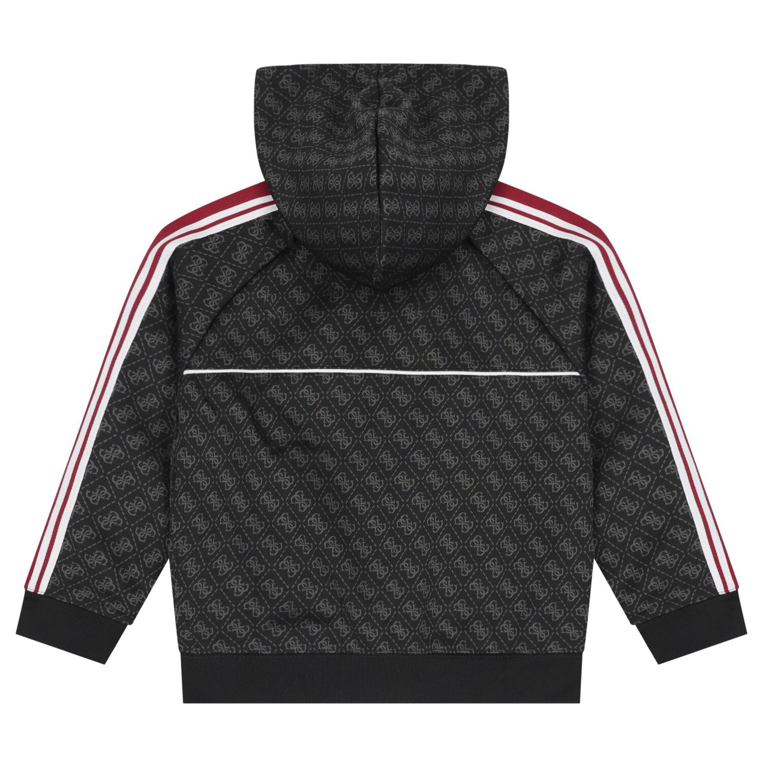 Boys Black Logo Hooded Zip Up Top, 1, hi-res image number null