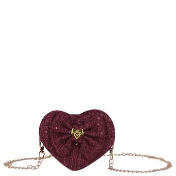 Girls Burgundy Tweed Heart Jade Handbag