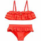 مايوه بيكيني مكشكش باللون البرتقالي للبنات, 1, hi-res