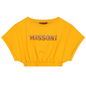 Girls Yellow Logo Crop Top
