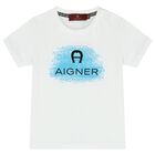 تيشيرت أولاد بالشعار باللون الأبيض, 1, hi-res