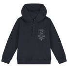 Boys Navy Blue Logo Hooded Top, 1, hi-res