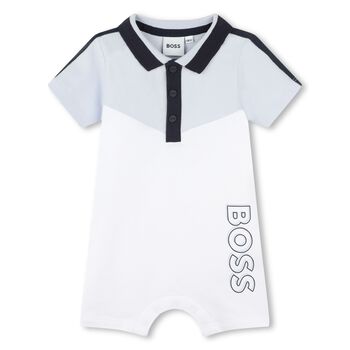 Baby Boys White Logo Polo Romper
