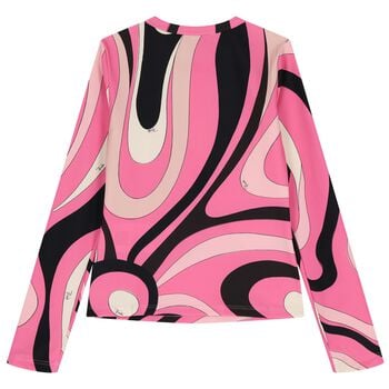 Girls Pink Vortice Logo Long Sleeve Top
