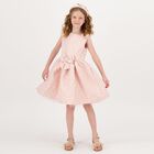 Girls Pink Jacquard Flower Dress, 2, hi-res