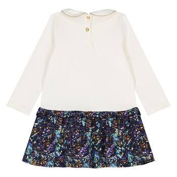 Younger Girls Ivory Logo Dress