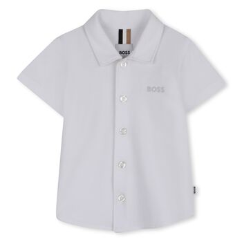 Younger Boys White Logo Shirt