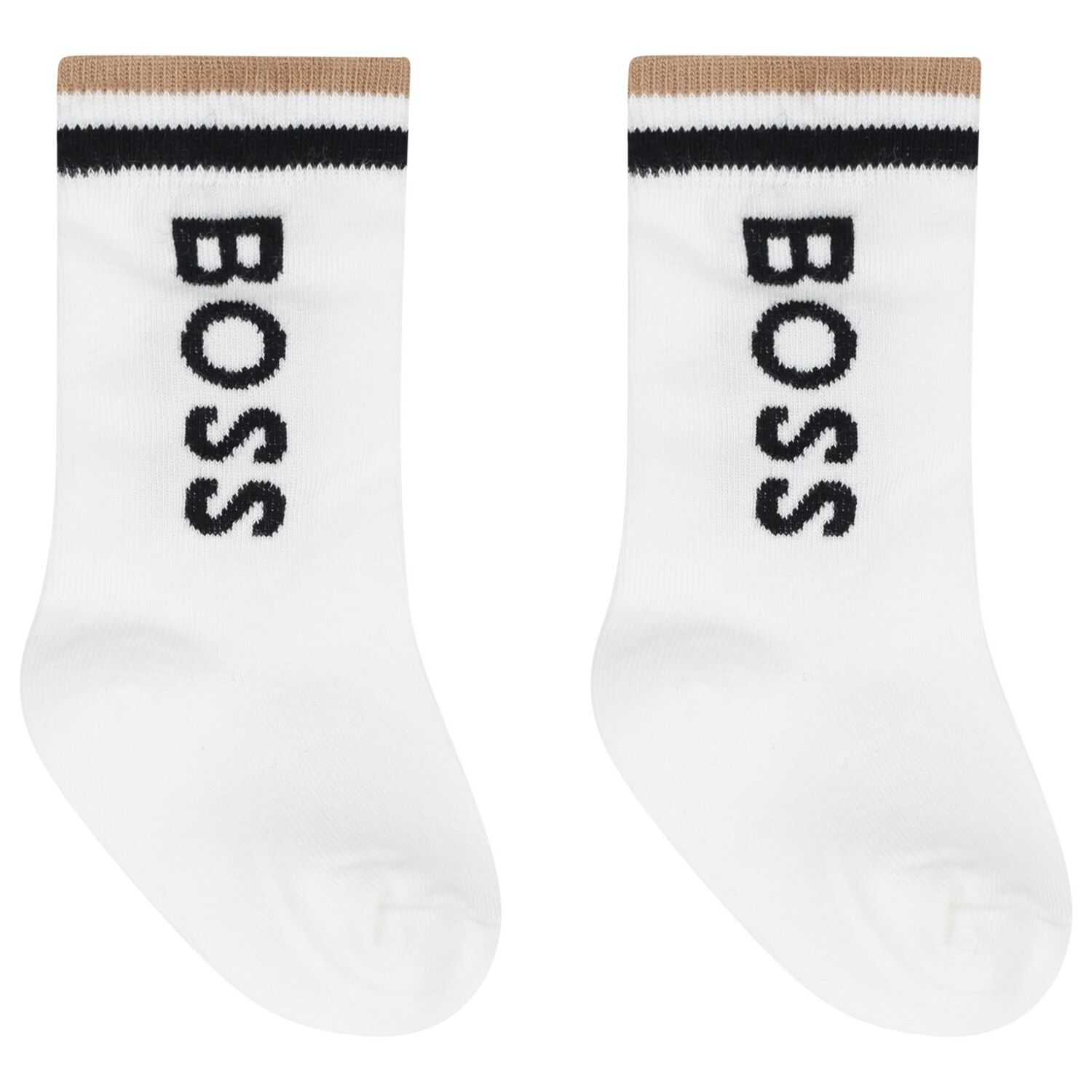 Younger Boys White, Beige & Black Socks ( 3-Pack ), 1, hi-res