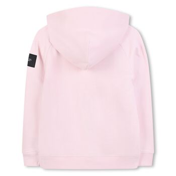 Girls Pink Logo Hooded Zip Up Top
