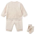 Baby Boys Beige Teddy Bear Tracksuit Set, 1, hi-res