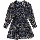 Girls Navy Blue Printed Dress, 1, hi-res