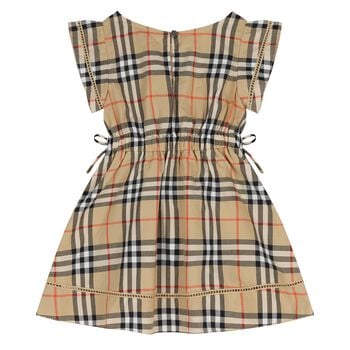 Younger Girls Beige Check Dress