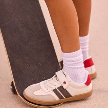 Boys Ivory & Red Trainers