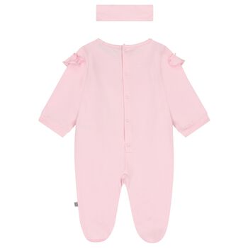 Baby Girls Pink & Gold Logo Babygrow Gift Set