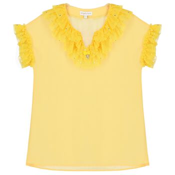 Girls Yellow Chiffon Sequin Kaftan