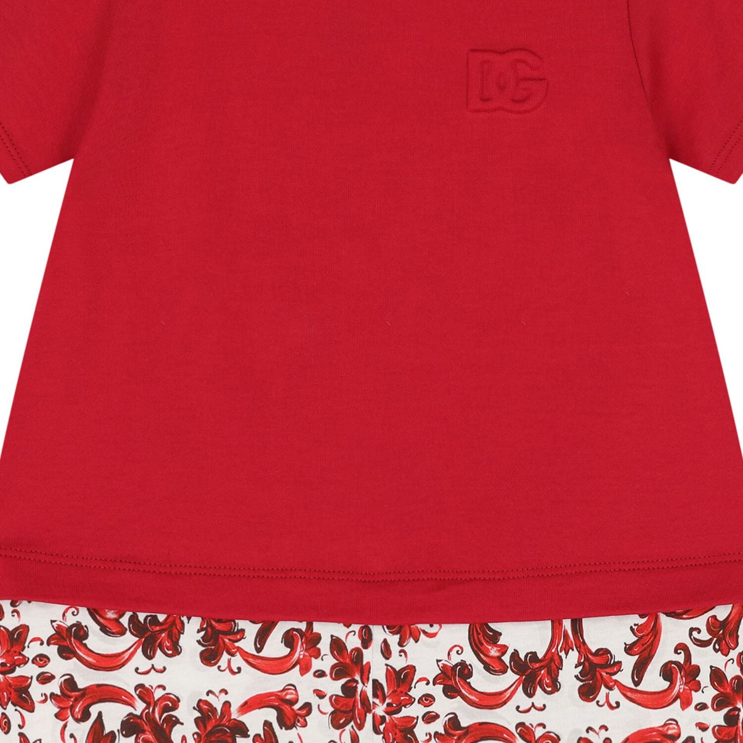Baby Boys Red & White Logo Majolica Romper, 1, hi-res