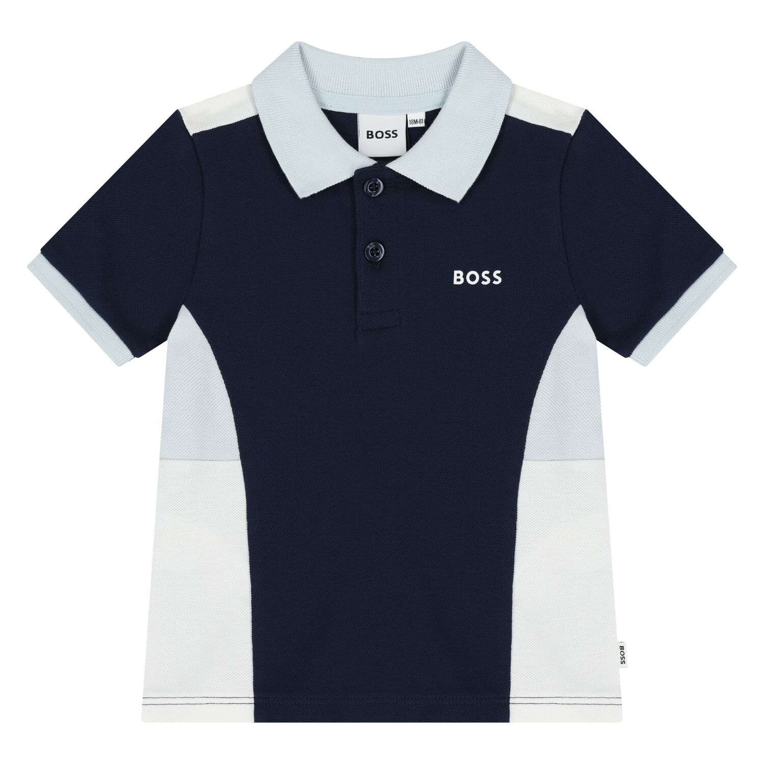 Younger Boys Navy Blue Logo Polo Shirt, 2, hi-res