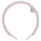 Girls Pink Logo Pearl Headband, 2, hi-res
