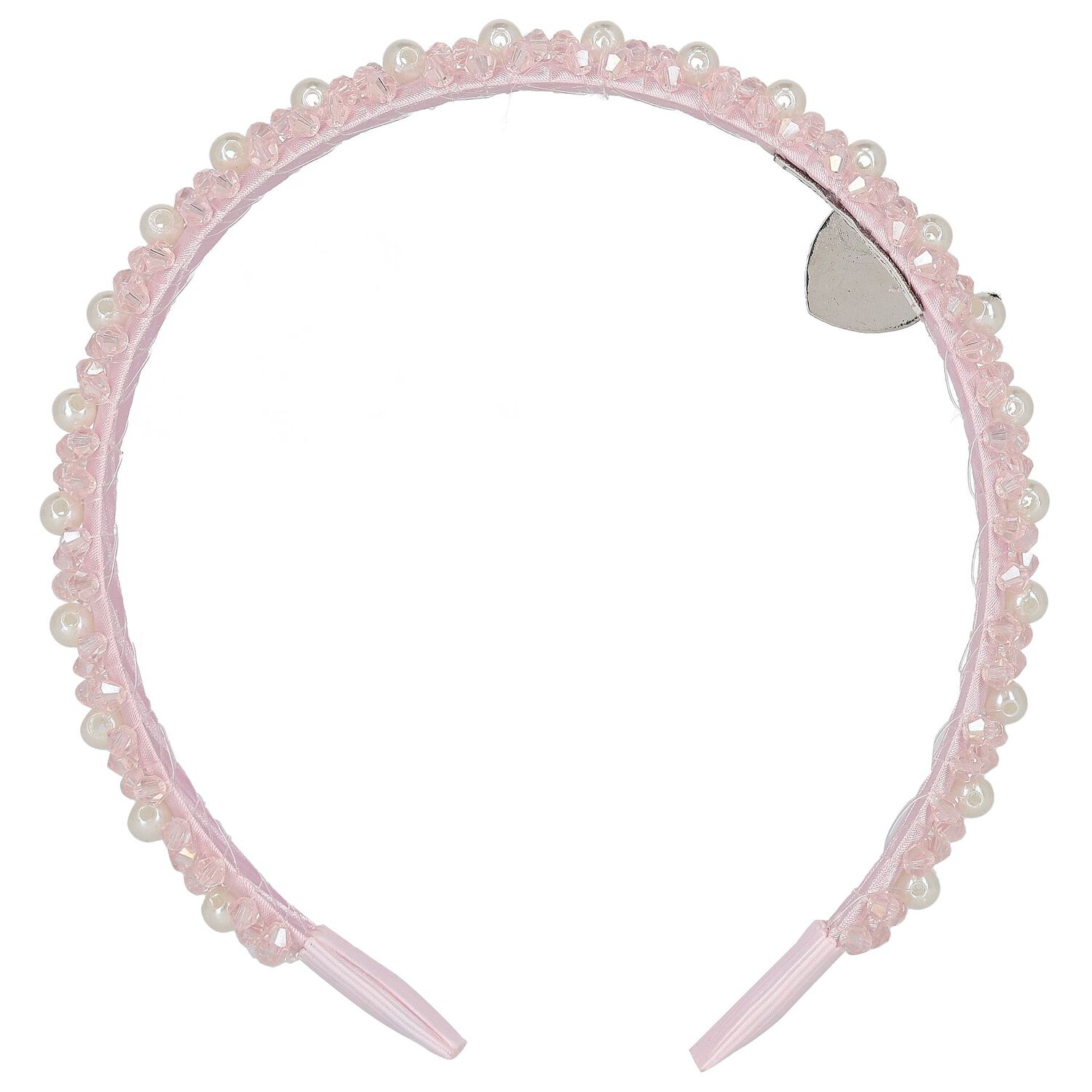 Girls Pink Logo Pearl Headband, 2, hi-res