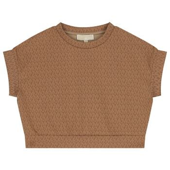 تيشيرت بنات بالشعار باللون البنى 