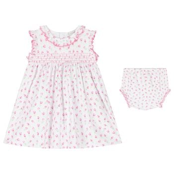 Baby Girls White Tulip Blossoms Dress Set