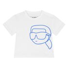 Boys White & Blue Ikonik Karl Shorts Set, 1, hi-res