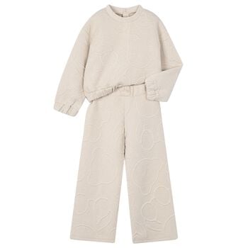 Girls Beige Teddy Bear Tracksuit