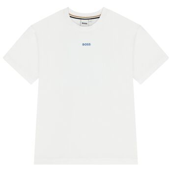 قميص أبيض بشعار للأولاد