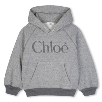 Girls Mini Me Grey Logo Hooded Top