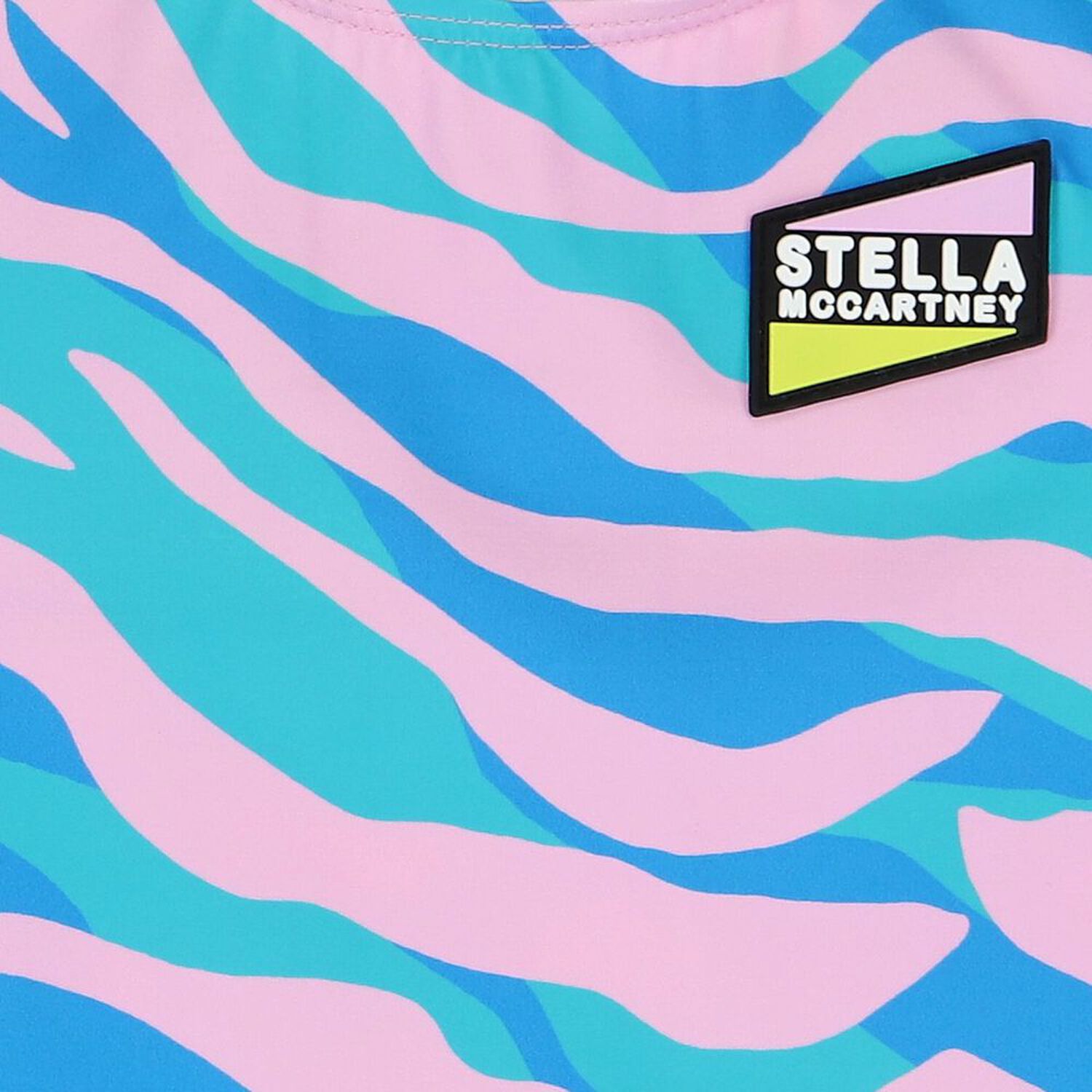 Girls Blue & Pink Logo Swimsuit, 1, hi-res