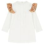 Younger Girls Ivory Teddy Bear Dress, 1, hi-res