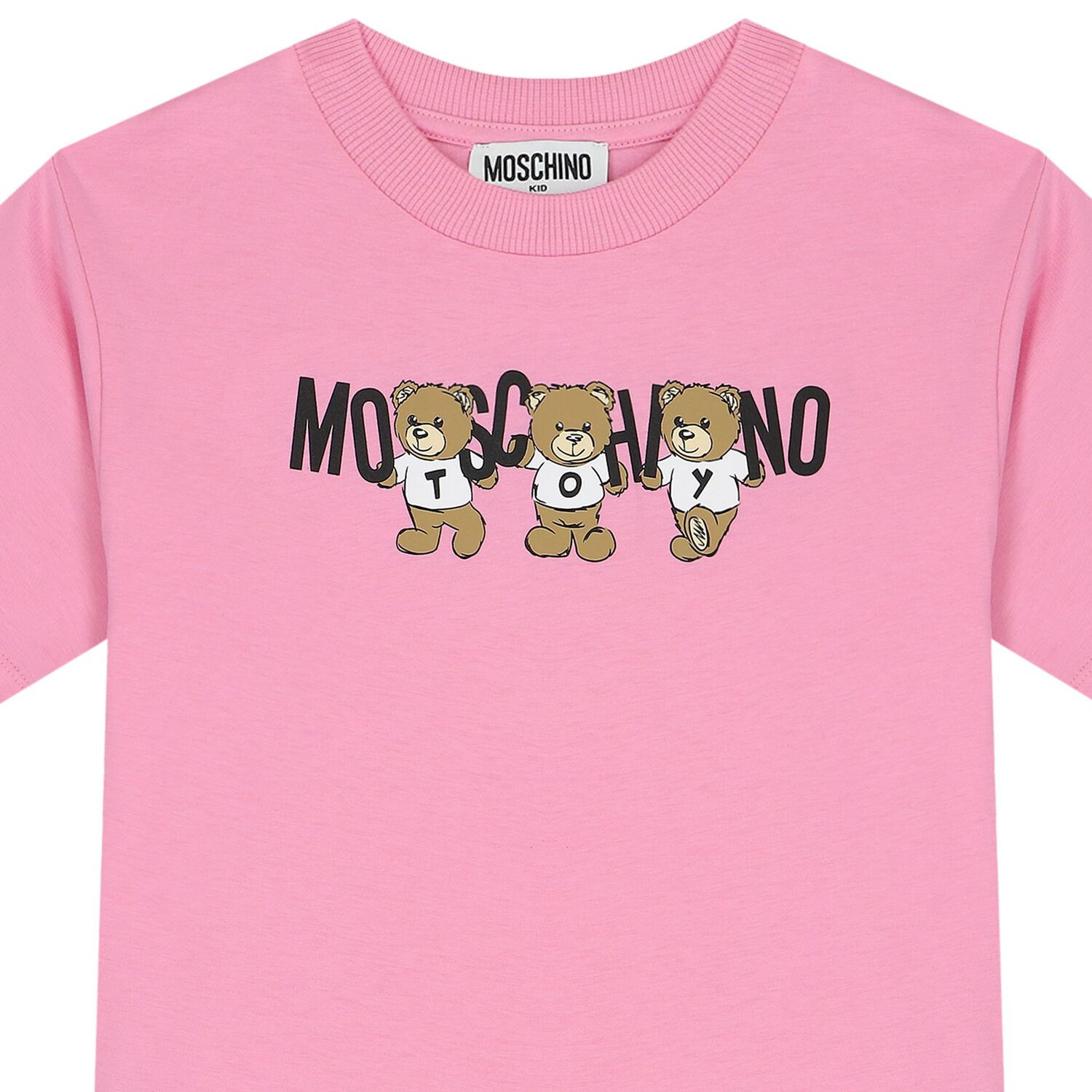 Girls Pink Teddy Bear Logo T-Shirt, 2, hi-res image number null
