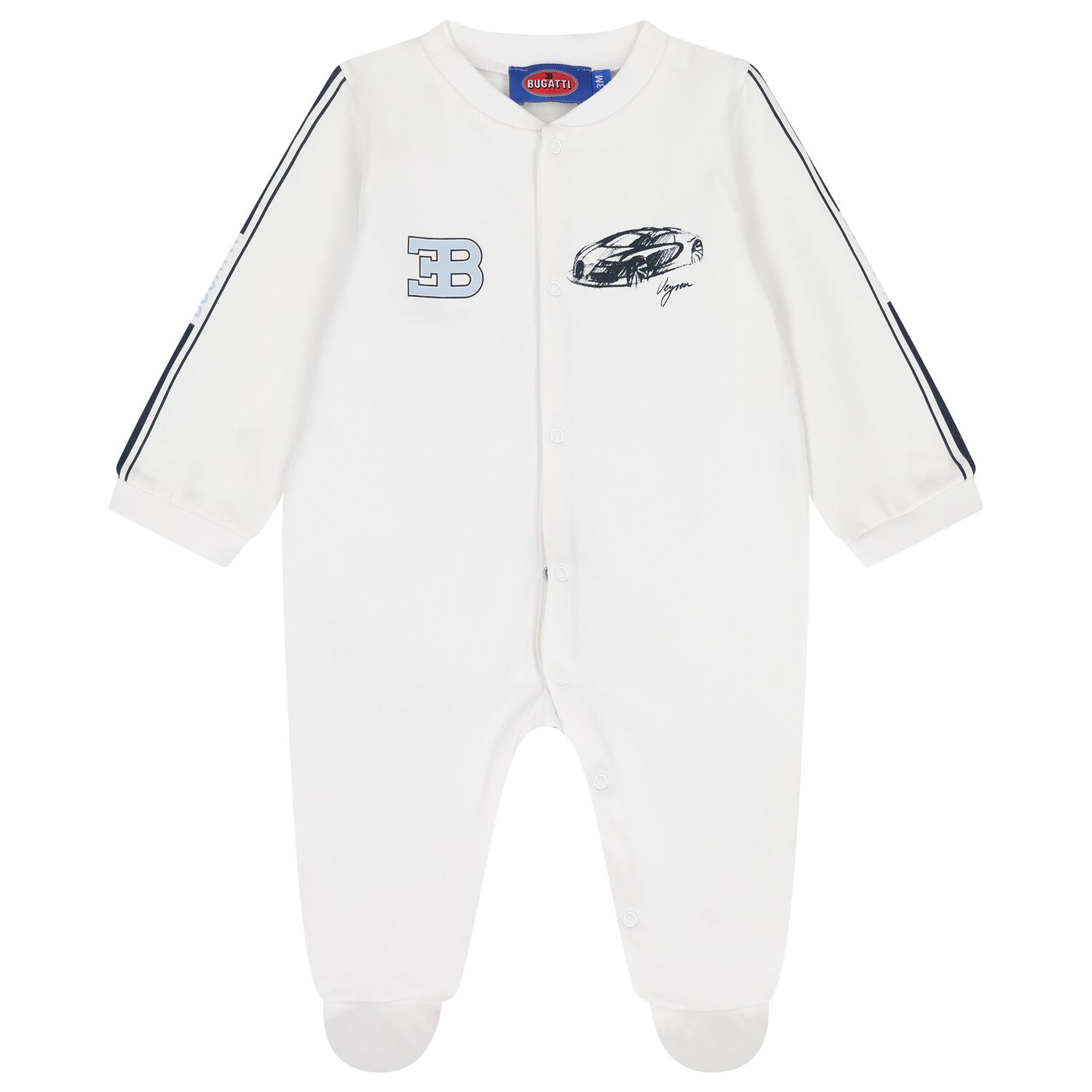 Baby Boys White Logo Babygrow, 1, hi-res